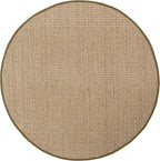 SAFAVIEH Area Rug 6' Round - Natural Fiber Collection - Natural & Olive Green, Seagrass, Basketweave Pattern with Border (NF114G)