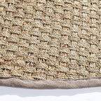 SAFAVIEH Area Rug 5' Round - Natural Fiber Collection - Natural & Grey, Seagrass, Basketweave Pattern with Border (NF114P)