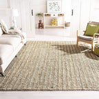 SAFAVIEH Area Rug 10' Square - Natural Fiber Collection - Large - Sage & Natural Brown, Handmade Jute, Farmhouse Style, Chunky Textured Thick Pile (NF447S)