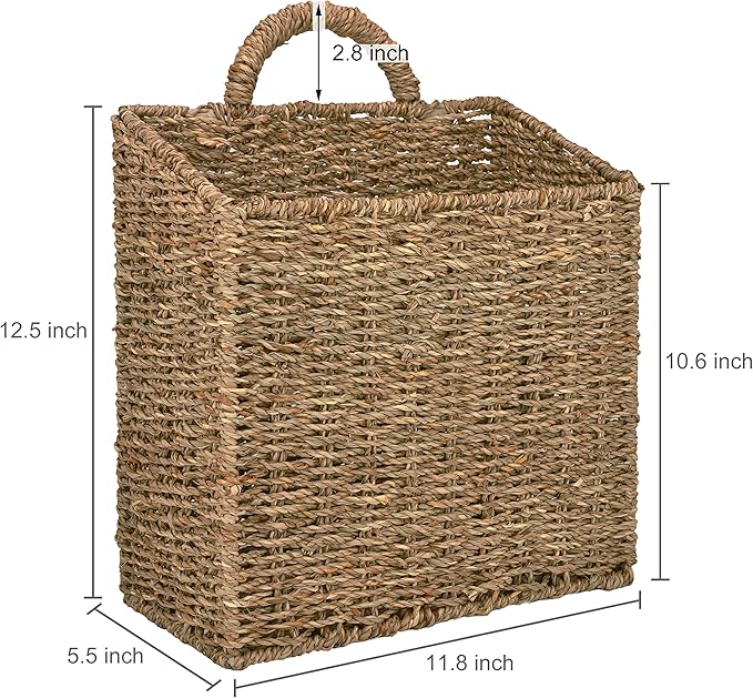 MyGift Wall Basket Hanging Storage Basket, Large Decorative Baskets, Magazine and Mail Organizer Basket 12.5 Inch