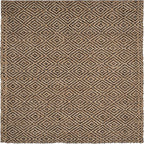 SAFAVIEH Natural Fiber Collection Area Rug - 7' Square, Natural & Black, Handmade Jute, Ideal for High Traffic Areas in Living Room, Bedroom (NF181C)