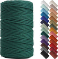 NOANTA Dark Green Macrame Cord 4mm x 109yards, Colored Macrame Rope, Cotton Cord Macrame Yarn, Colorful Cotton Craft Cord for Wall Hanging, Plant Hangers, Crafts, Knitting