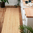 Jute Braided Runner Rug, Natural - 2x6 Feet, Farmhouse Hand Woven Coastal Runners for Hallways, Kitchen, Bedroom, Entry Door | Neutral Boho Beige Floor Carpet for Nursery, Balcony - 24x72 Inches