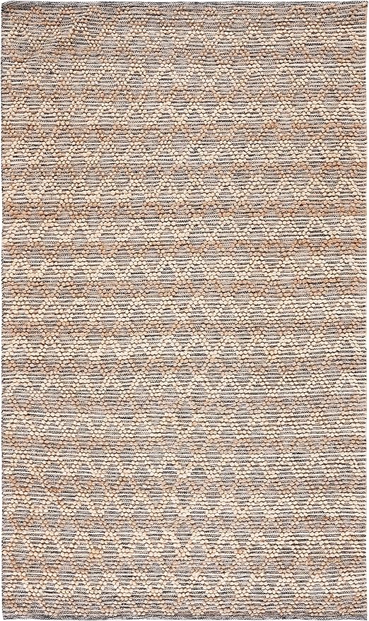 SAFAVIEH Natural Fiber Collection Area Rug - 6' x 9', Natural & Black, Flat Weave Farmhouse Geometric Jute Design, Ideal for High Traffic Areas in Living Room, Bedroom (NF382A)