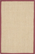 SAFAVIEH Area Rug 4x6 - Natural Fiber Collection - Maize & Burgundy, Sisal, Woven Design with Border (NF141D)