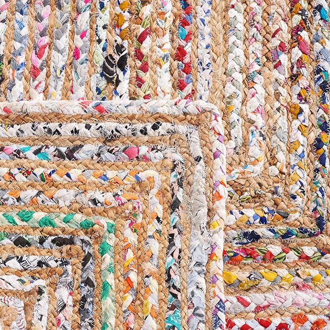 SAFAVIEH Cape Cod Collection Runner Rug - 2'3" x 6', Beige & Multi, Handmade Jute & Cotton, Woven Braided Design (CAP202B)