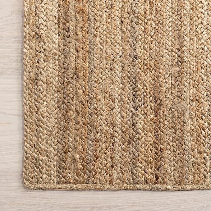 nuLOOM 4x6 Rigo Jute Hand Woven Area Rug, Natural, Solid Farmhouse Design, Natural Fiber, For Bedroom, Living Room, Dining Room, Hallway, Office, Kitchen, Entryway