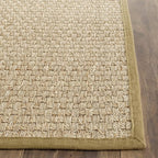 SAFAVIEH Area Rug 8x10 - Natural Fiber Collection - Large - Natural & Olive Green, Seagrass, Basketweave Pattern (NF114G)