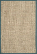 SAFAVIEH Area Rug 3x5 - Natural Fiber Collection - Natural & Light Blue, Seagrass, Basketweave Pattern with Border (NF114M)