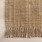 nuLOOM 10x13 Daniela Jute Tassel Hand Woven Area Rug, Natural, Solid Chunky Farmhouse Design, Natural Fiber, For Bedroom, Dining Room, Living Room, Hallway, Office, Entryway