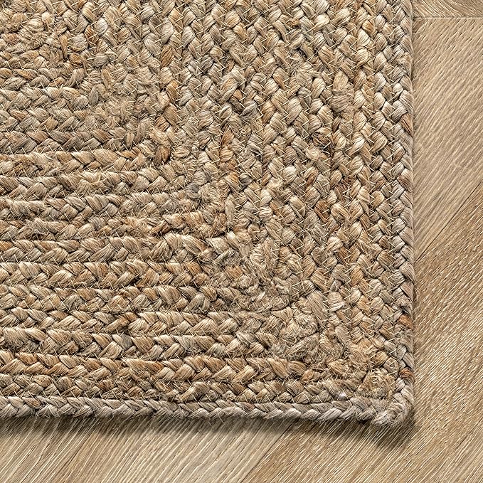 Rugs USA Juniper Natural/Ivory, 9'6" x 13'6", Hand Braided, Tiled, Jute, Soft and Textured, High Traffic, Stain Resistant, Easy Clean, Durable Area Rug for Bedroom, Living Room, Dining, Den, Foyer