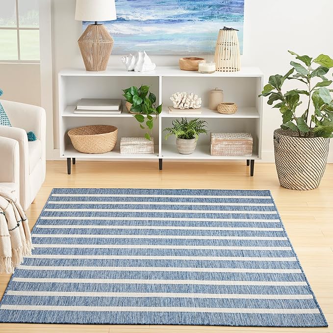 Nourison Home Positano Navy Ivory 6' x 9' Area Rug - Easy Clean, Non Shedding, Bed Room, Living Room, Dining Room, Kitchen (6' x 9')