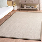 SAFAVIEH Area Rug 5x8 - Natural Fiber Collection - Marble & Khaki, Sisal, Woven Design with Border (NF143E)