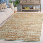 SAFAVIEH Area Rug 6x9 - Cape Cod Collection - Turquoise & Natural, Handmade Jute & Cotton, Ideal for Living Room, Bedroom, Dining Space (CAP236K)