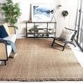 SAFAVIEH Natural Fiber Collection Area Rug - 7' Square, Natural, Handmade Tassel Jute, Ideal for High Traffic Areas in Living Room, Bedroom (NF467A)
