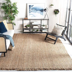 SAFAVIEH Natural Fiber Collection Area Rug - 7' Square, Natural, Handmade Tassel Jute, Ideal for High Traffic Areas in Living Room, Bedroom (NF467A)