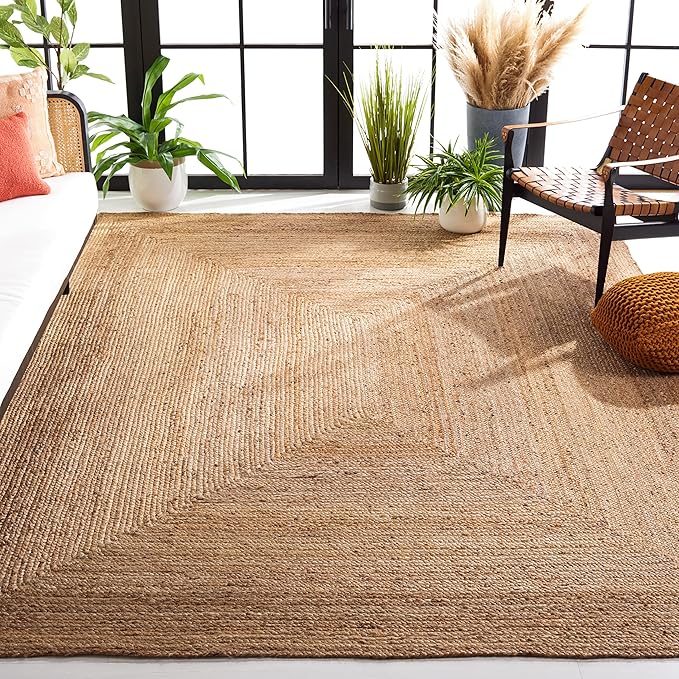 SAFAVIEH Area Rug 10x14 - Cape Cod Collection - Large - Natural Brown, Handmade Braided Flat Weave Jute (CAP252A)
