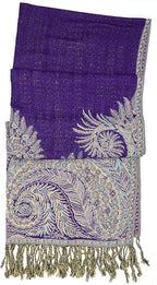 Achillea Reversible Paisley Pashmina Rave Scarf – Exotic Indian Shawls and Wraps for Evening Dresses, Festivals, All Seasons