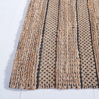 SAFAVIEH Natural Fiber Collection Area Rug - 6' x 9', Black & Natural, Handmade Boho Farmhouse Rustic Jute & Cotton, Ideal for High Traffic Areas in Living Room, Bedroom (NFB654Z)