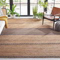 SAFAVIEH Natural Fiber Collection Area Rug - 6' x 9', Natural & Brown, Handmade Stripe Boho Farmhouse Rustic Braided Jute, Ideal for High Traffic Areas in Living Room, Bedroom (NFB262T)