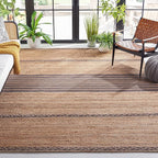 SAFAVIEH Area Rug 8x10 - Natural Fiber Collection - Large - Natural & Brown, Handmade Braided Jute, Stripe Pattern, Ideal for Living Room, Bedroom, Dining Space (NFB262T)