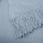 Vonty Light Blue Knitted Blanket with Tassels Fringe 60" x 80", Super Soft Knit Throw Blanket, Farmhouse Decorative Lightweight Blanket for Couch, Sofa, Bed