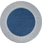 Nuloom Asha Navy/Ivory, 8' Round, Casual, Striped Border, Soft and Cozy, High Traffic, Stain Resistant, Easy Clean, Durable Area Rug for Indoor/Outdoor Patio, Deck, Porch, Garden, Courtyard