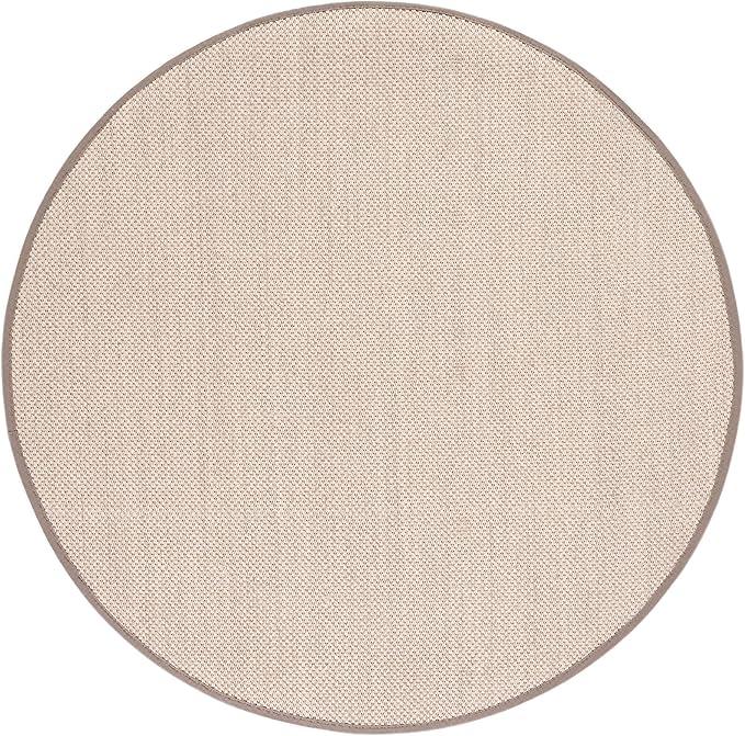 SAFAVIEH Area Rug 11' Round - Natural Fiber Collection - Marble & Khaki, Sisal, Woven Design with Border (NF143E)