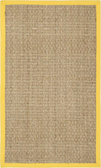 SAFAVIEH Area Rug 3x5 - Natural Fiber Collection - Natural & Gold, Seagrass, Basketweave Pattern with Border (NF114X)