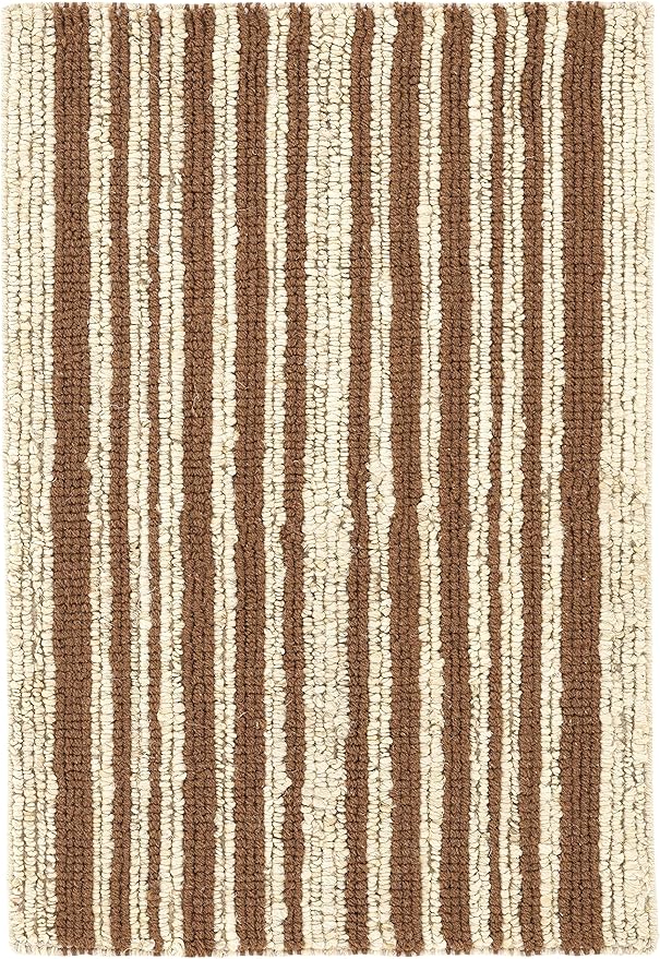 Dash and Albert Calder Stripe Caramel Handwoven Jute Rug, 10 X 14 Feet, Neutral/Brown Stripe Pattern