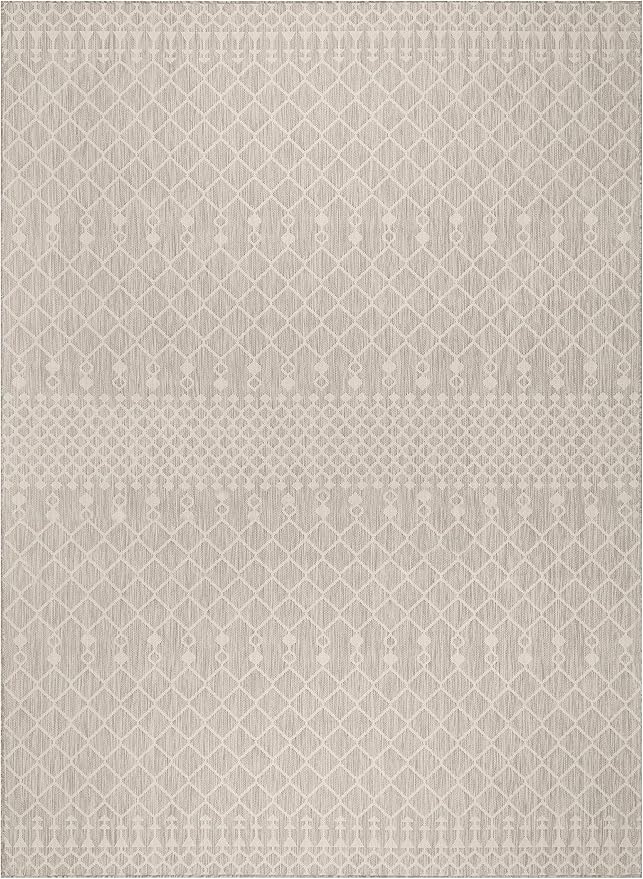 Nourison Home Positano Light Grey 9' x 12' Area Rug - Easy Clean, Non Shedding, Bed Room, Living Room, Dining Room, Kitchen (9' x 12')