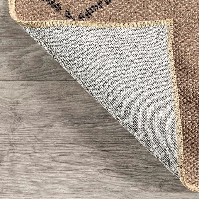 nuLOOM 4' x 6' Easy-Jute Area Rug, Machine Washable, Non-Slip, for Living Room Bedroom Kids Room Nursery Home Decor, Geometric Natural