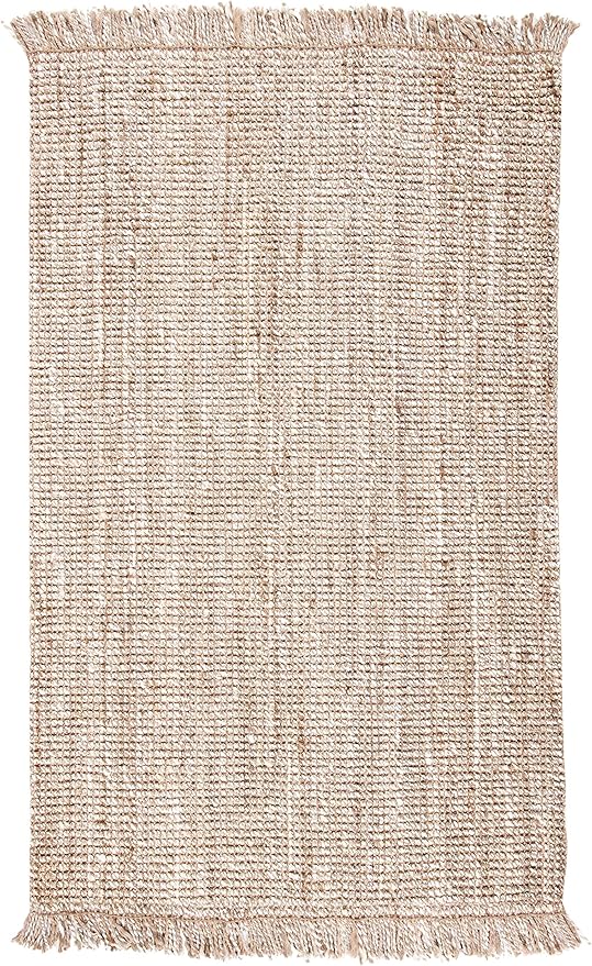 SAFAVIEH Natural Fiber Collection Accent Rug - 2' x 3', Grey & Beige, Handmade Woven Fringe Jute, Ideal for High Traffic Areas in Entryway, Living Room, Bedroom (NF825F)