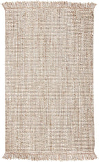 SAFAVIEH Natural Fiber Collection Accent Rug - 4' x 6', Grey & Beige, Handmade Woven Fringe Jute, Ideal for High Traffic Areas in Entryway, Living Room, Bedroom (NF825F)