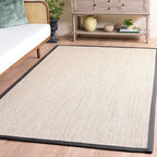 SAFAVIEH Area Rug 5x8 - Natural Fiber Collection - Marble & Dark Grey, Sisal, Woven Design with Border (NF143D)