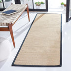 SAFAVIEH Natural Fiber Collection Runner Rug - 2'6" x 16', Maize & Black, Sisal, Woven Design with Border (NF141A)