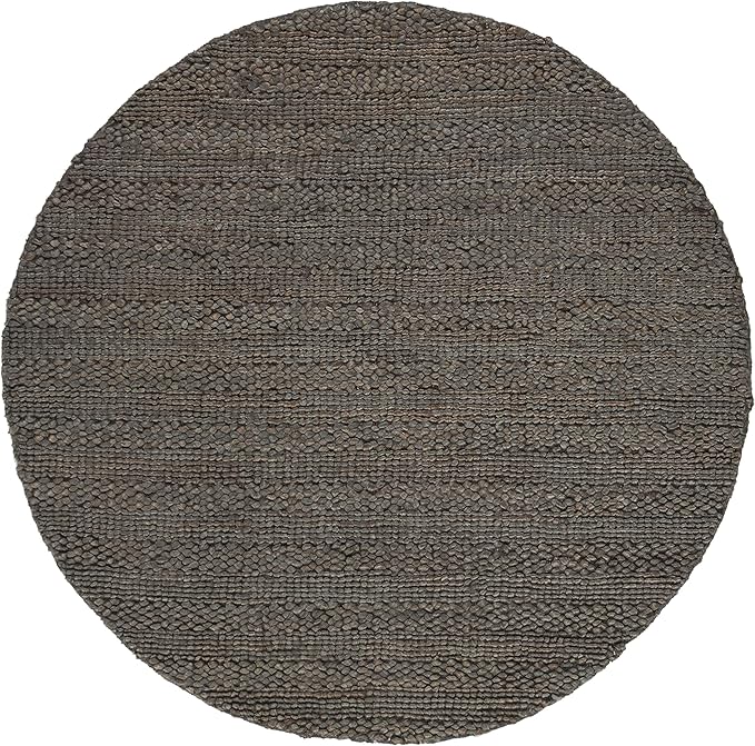 SAFAVIEH Natural Fiber Collection Area Rug - 6' Round, Charcoal, Handmade Jute, Braided Woven Design, Ideal for Living Room, Bedroom (NF212C)