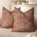 AELS Boho Decorative Textured Throw Pillow Covers 20x20, Organic Modern Mid Century Rainbow Tufted Pillow Case, Farmhouse Rustic Geometric Woven Cushion Case for Bed Couch Sofa, Burnt Orange
