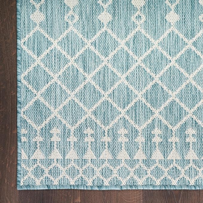 Nourison Home Positano Aqua 7' x 10' Area Rug - Easy Clean, Non Shedding, Bed Room, Living Room, Dining Room, Kitchen (7' x 10')