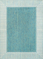 Nuloom Asha Teal/Ivory, 5' x 8', Casual, Striped Border, Soft and Cozy, High Traffic, Stain Resistant, Easy Clean, Durable Area Rug for Indoor/Outdoor Patio, Deck, Porch, Garden, Courtyard