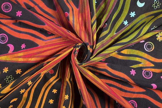 Popular Handicrafts Wall Hanging Tapestry For Bedroom Burning Sun and Moon Hippie Meditation Bohemian Hippy Psychedelic Design Indian Tapestries Bedspread 84 x 90 Inches (215cm x 230cm) Multicolor