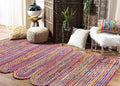 SAFAVIEH Cape Cod Collection Area Rug - 5' x 8', Red & Multi, Handmade Braided Jute & Cotton, Ideal for High Traffic Areas in Living Room, Bedroom (CAP208Q)