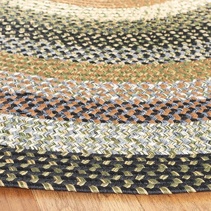 SAFAVIEH Washable Rug Outdoor Braided Collection - 9' Round, Multi, Handmade & Reversible, Non-Shedding & Easy to Clean, Ideal for Patio, Backyard, Mudroom (BRD308A)