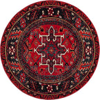SAFAVIEH Vintage Hamadan Collection Area Rug - 6'7" Round, Red & Multi, Traditional Persian Design, Non-Shedding & Easy to Clean, Ideal for Living Room, Bedroom, Dining Space (VTH211A)