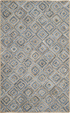 SAFAVIEH Cape Cod Collection Area Rug - 6' x 9', Natural & Blue, Handmade Flat Weave Diamond Braided Jute & Denim, Ideal for High Traffic Areas in Living Room, Bedroom (CAP354A)