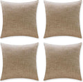 Home Brilliant Linen Throw Pillow Covers 18x18 Set of 4 Decorative Farmhouse Throw Pillow Cases Rustic Square Throw Pillows for Couch Sofa Decoration, 18 x 18 Inch, Burlap