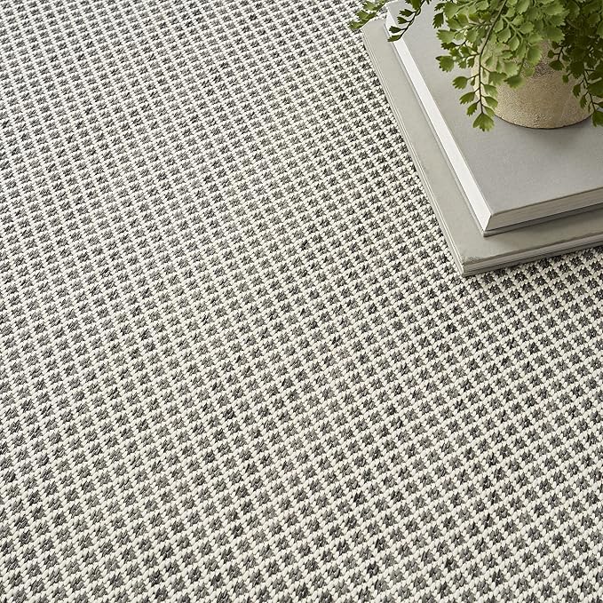 Nourison Home Courtyard Ivory Charcoal 4' x 6' Area Rug - Easy Clean, Non Shedding, Bed Room, Living Room, Dining Room, Kitchen (4' x 6')