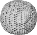 Urban Lifestyle Round Knit Pouf, Light Grey