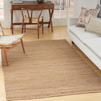 Nourison Home Natural Jute Natural 4' x 6' Area Rug - Easy Clean, Non Shedding, Bed Room, Living Room, Dining Room, Kitchen (4' x 6')