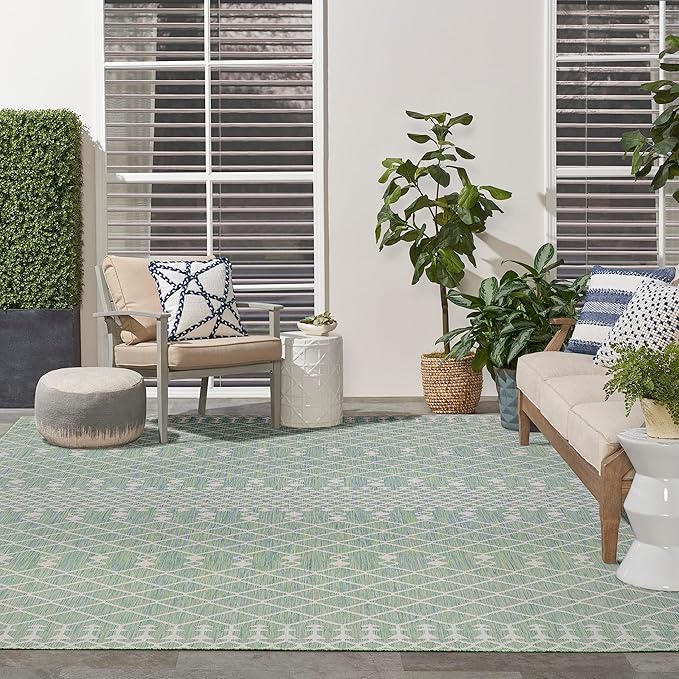 Nourison Home Positano Blue Green 9' x 12' Area Rug - Easy Clean, Non Shedding, Bed Room, Living Room, Dining Room, Kitchen (9' x 12')